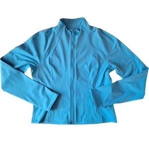 Yogalicious Lux Long Sleeve Active Top Full Zip with Thumbholes, Blue Size L